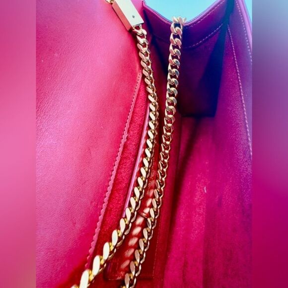 Auth Saint Laurent Red Leather Pompom Kate Clutch Pouchette Tassel Preloved Ex++ - Picture 16 of 16